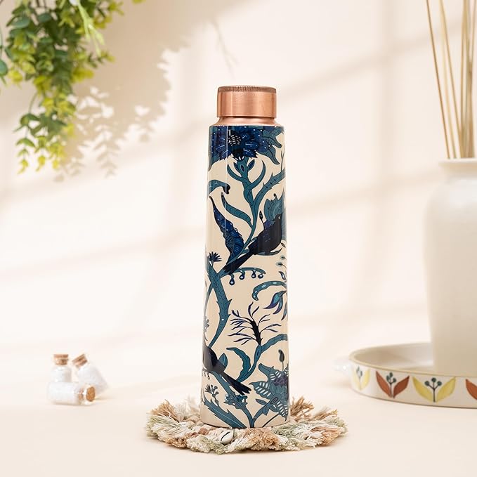 Handcrafted Pure Copper Water bottle with Print